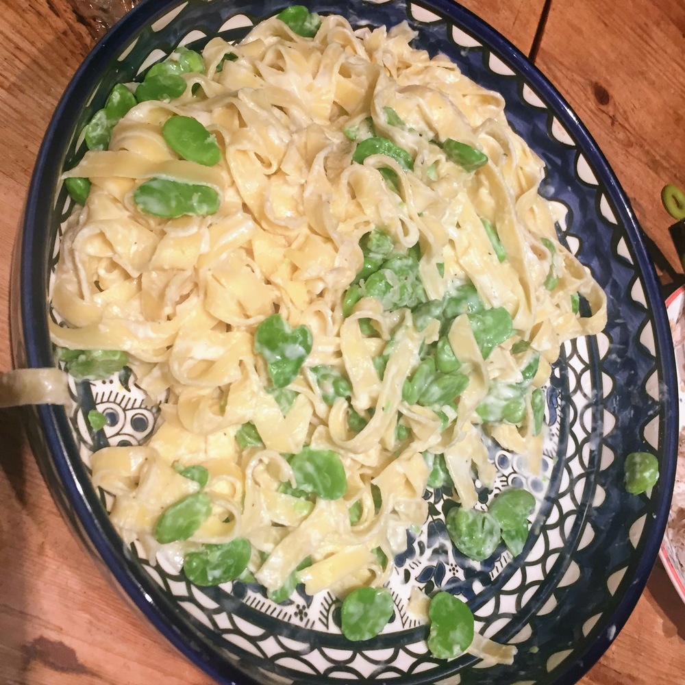 photo of Chicken & broad bean tagliatelle